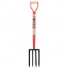 Spading fork with 4 tines and wooden handle...