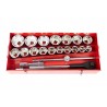 Socket set 1'' 36-80mm 21pcs. KROFTOOLS