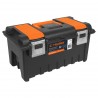 Tool box with compartments on top and metal...